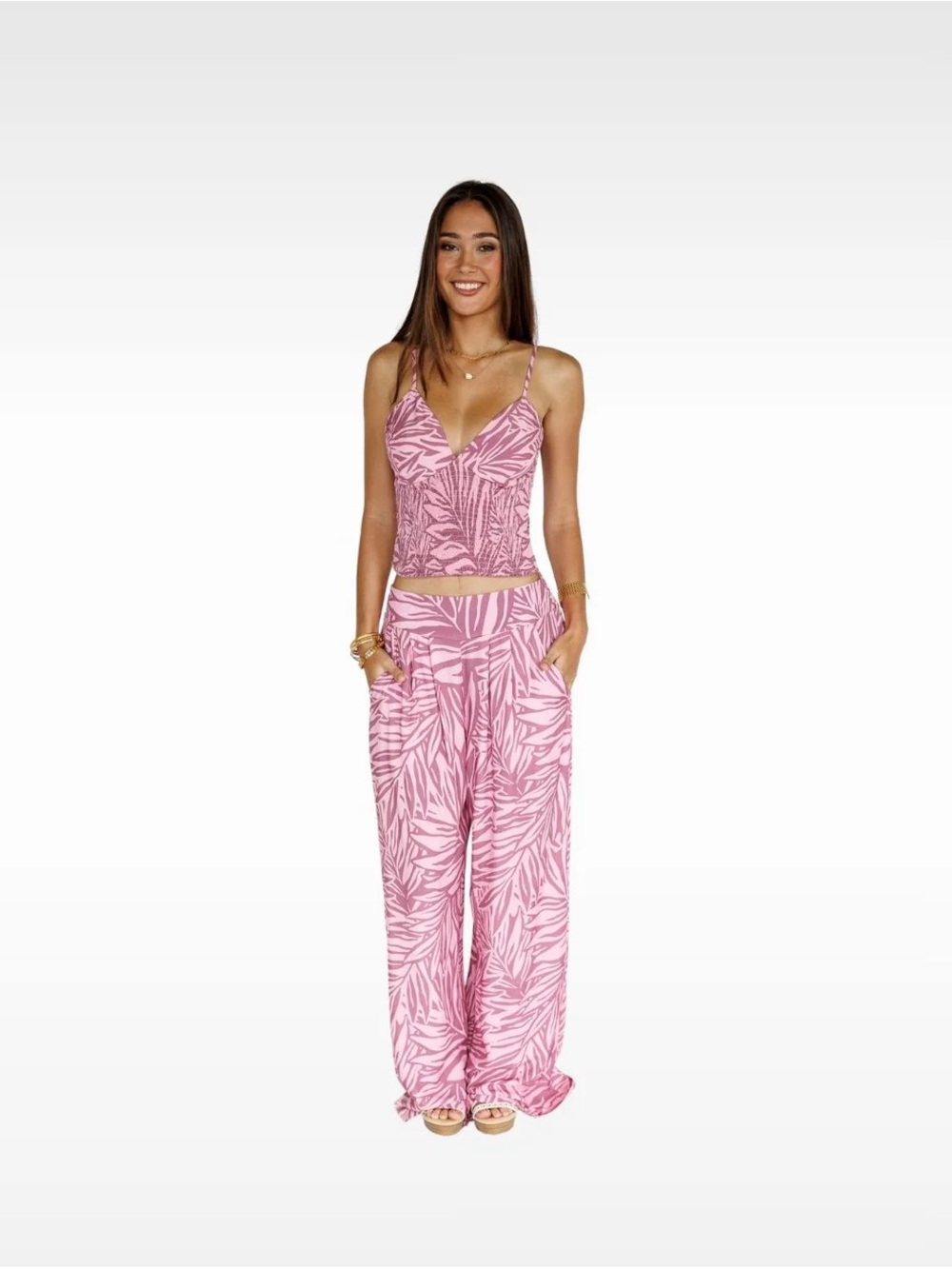 Pink Wide Leg Pants - Women Wide Leg Trousers